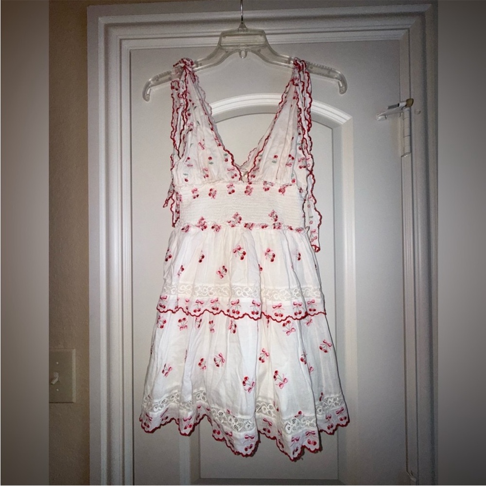 LoveShackFancy Soira Cotton Cherry Mini Dress size medium - Picture 5 of 5